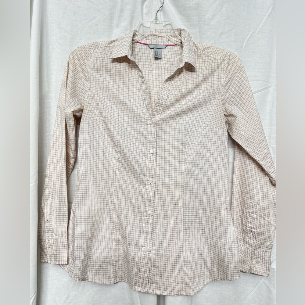 H&M Office Button-Up Shirt with baby pink checkers